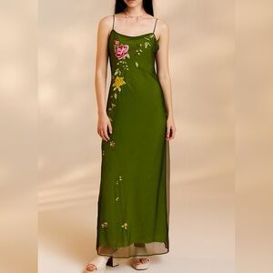 RIMINI VTG Floral Embroidered Maxi Dress Y2K Fairy WhimsiGoth Overlay Black US 4